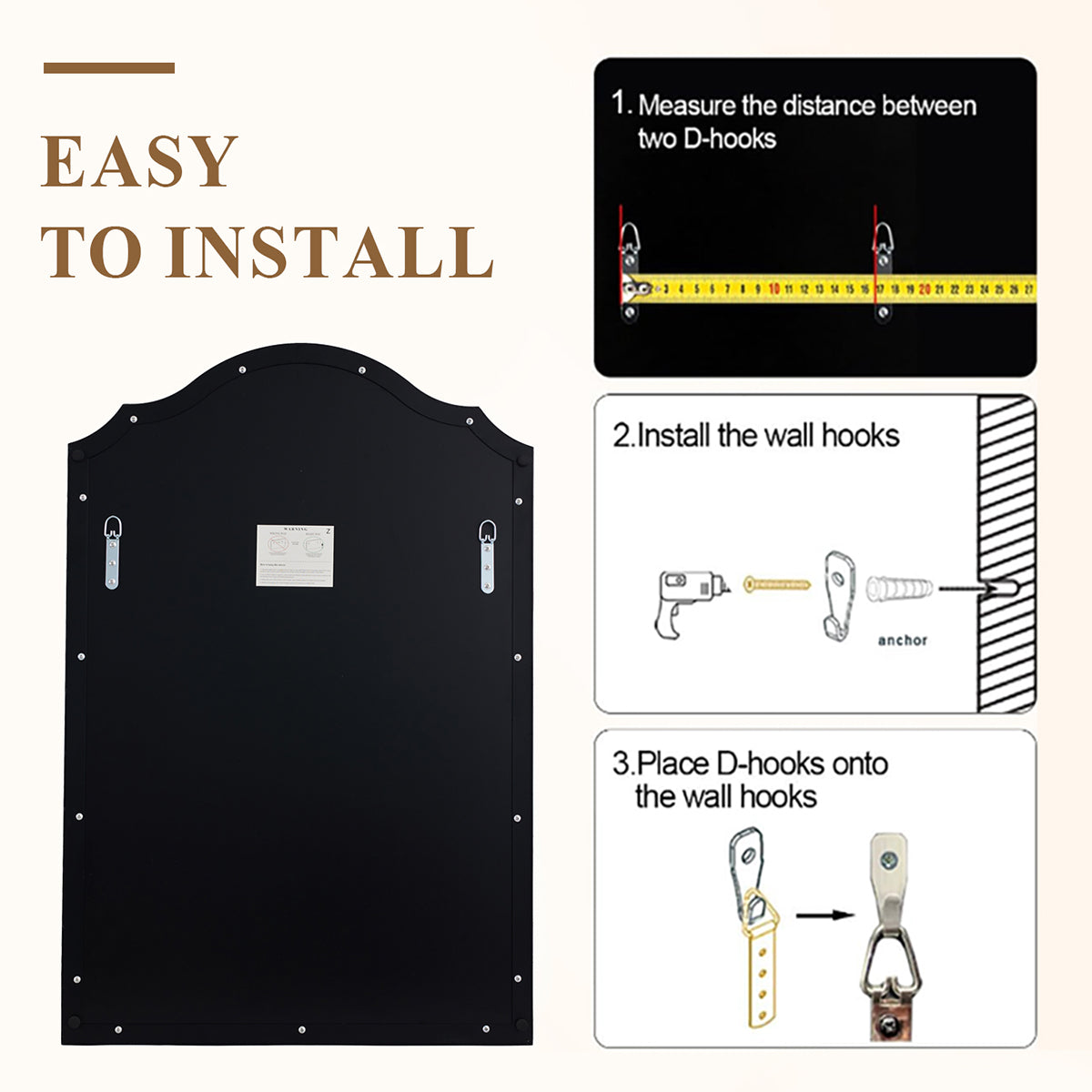 Contemporary Arched Curved Scalloped Mirror Bathroom Vanity Mirror | Stainless Steel Frame