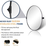 Modern Oval Pivot Mirror Matte Black Oval  Mirror  Adjustable Tilt  Swivel  Bathroom Oval Mirror Stainless Steel Frame
