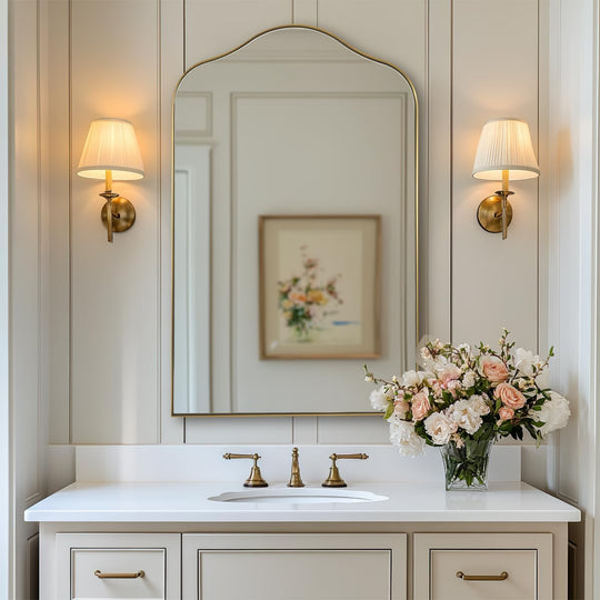 Contemporary Arch Top Curved Arched Bathroom Vanity Mirror | Stainless Steel Frame