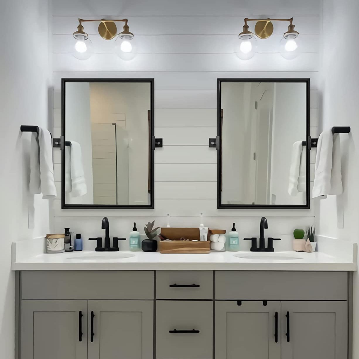 MOON MIRROR Black Pivot Swivel Titling Mirrors Farmhouse Bathroom Vanity Mirror Rectangle Wall Mirror| Wooden Mirror