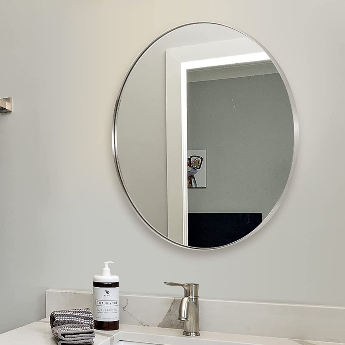 Open Box Like New: Modern Round Vanity Wall Mirrors For Bathroom