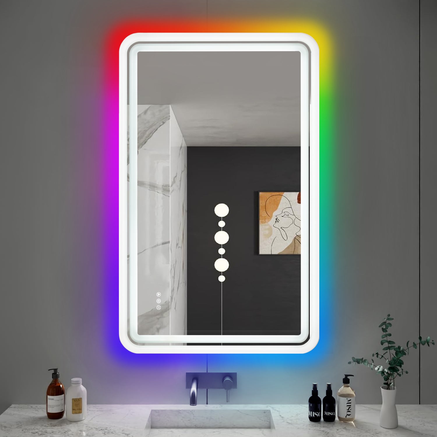 Lighted Bathroom Mirror with Defogging, Dual Front& Back Lights