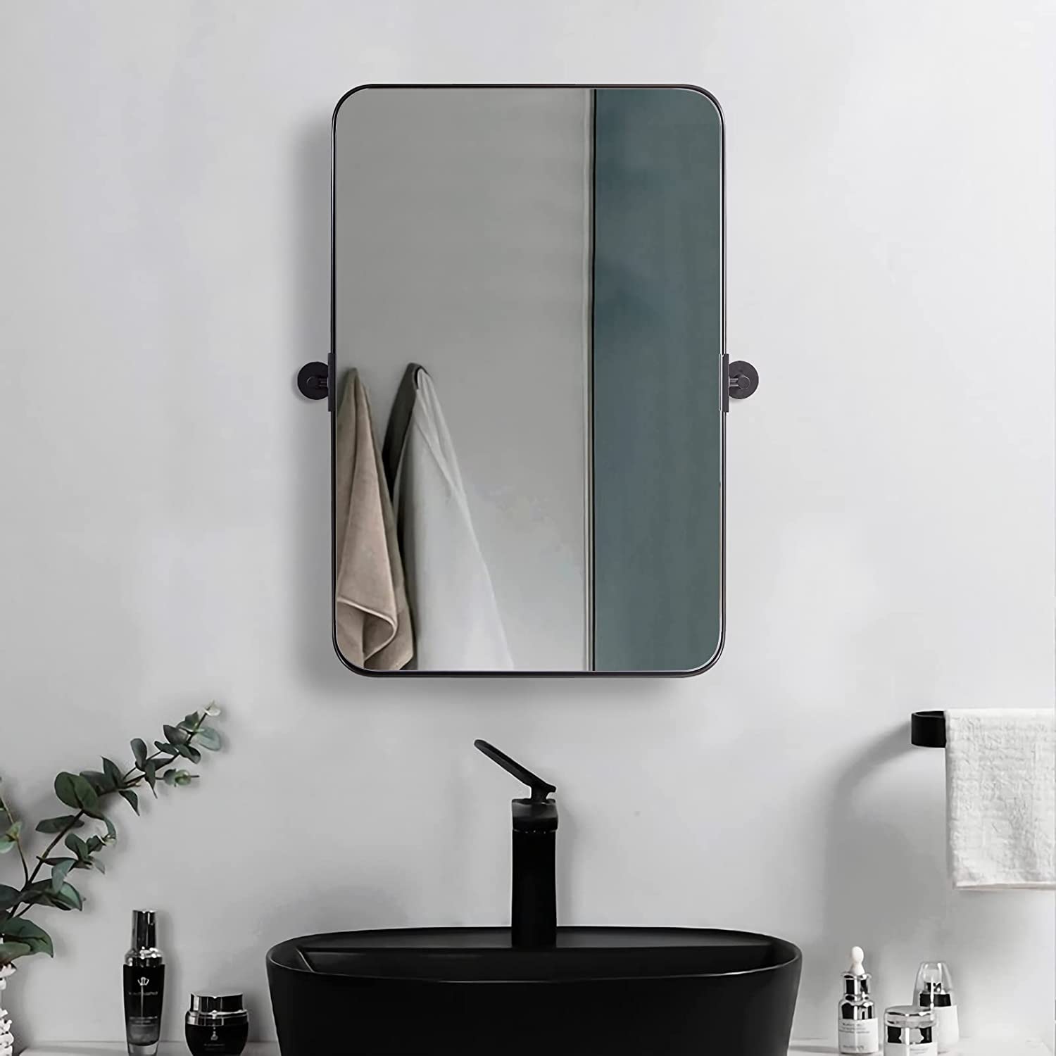 Matte Black Pivot Tilt Rectangle Bathroom/ Vanity Mirrors | Stainless Steel Frame