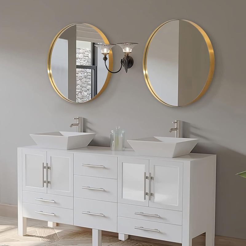 Gold Circle Wall Mirror for Bathroom with Stainless Steel Frame