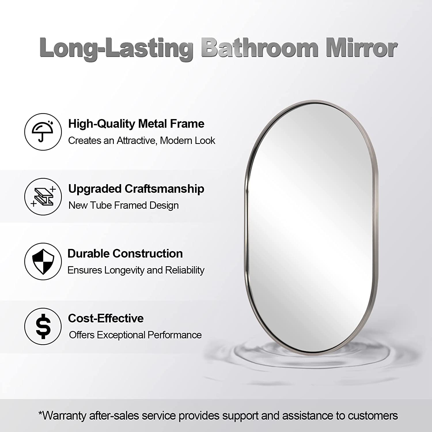 Contemporary Iron Framed Pill \ Capsule Shaped Mirrors for Bathroom\ Wall