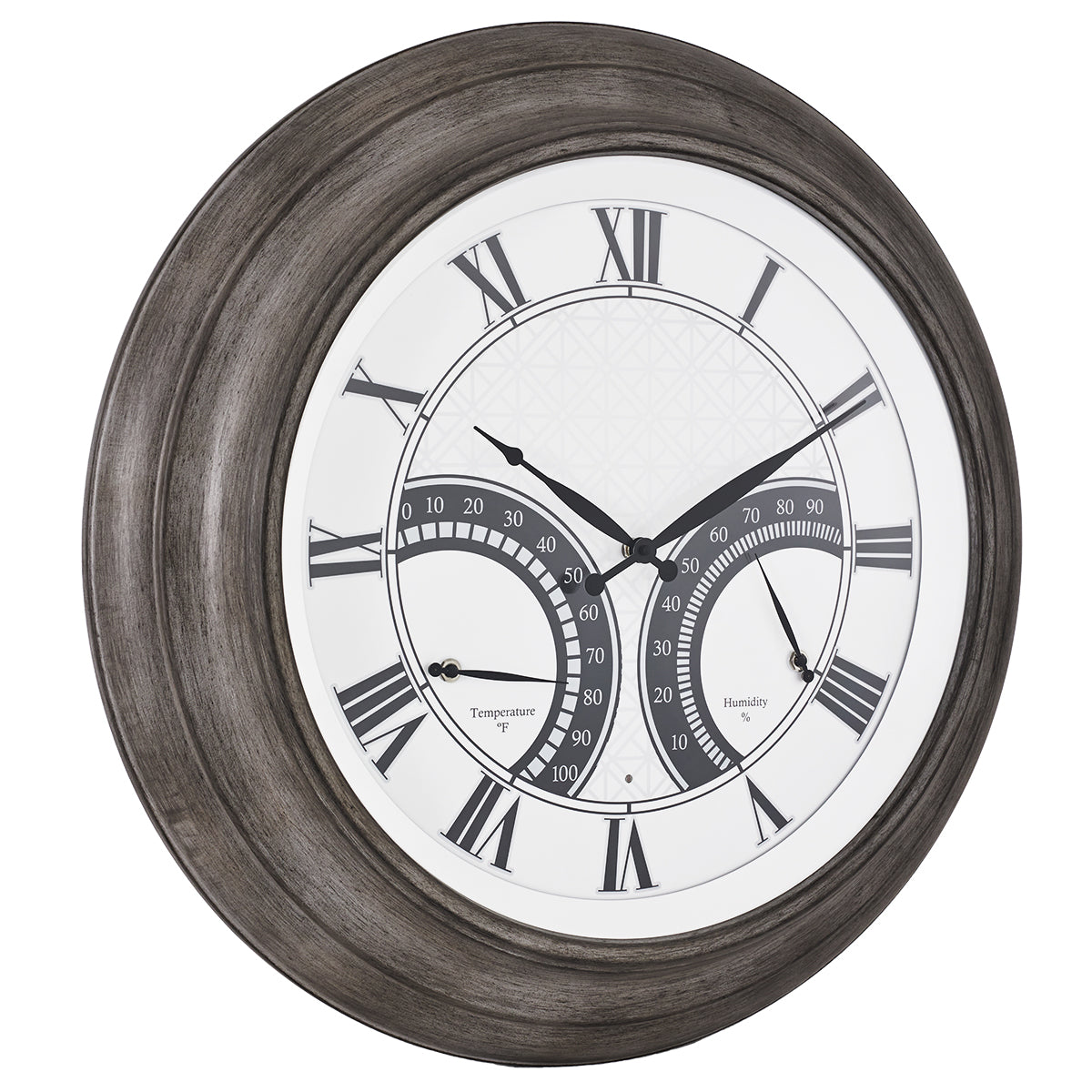 24 Inch Outdoor Wall Clock Large Waterproof Illuminated Clock with Thermometer,Geometric Dial