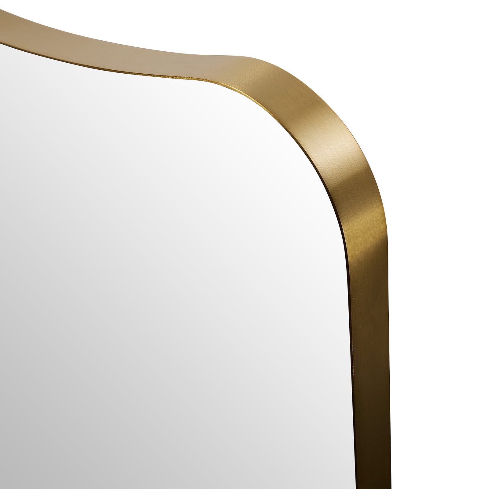 Concave Top Rectangle Scalloped Wall Mirror, Brushed Gold