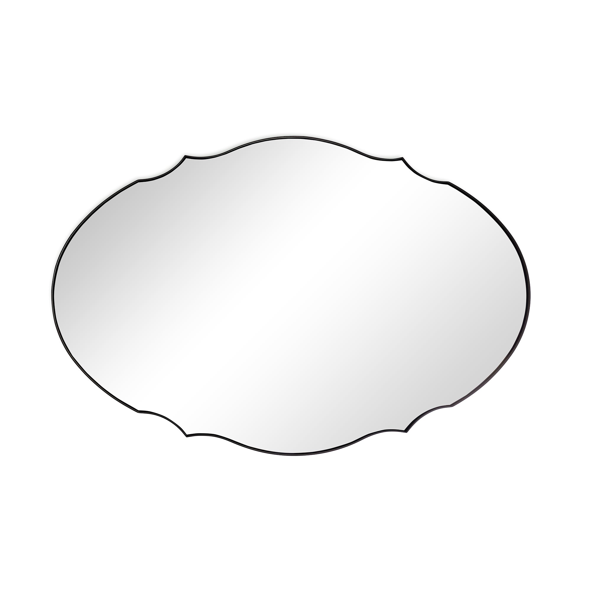 Contemporary Oval Scalloped Wall Mirror Irregular Bathroom Vanity Mirror| Stainless Steel Frame