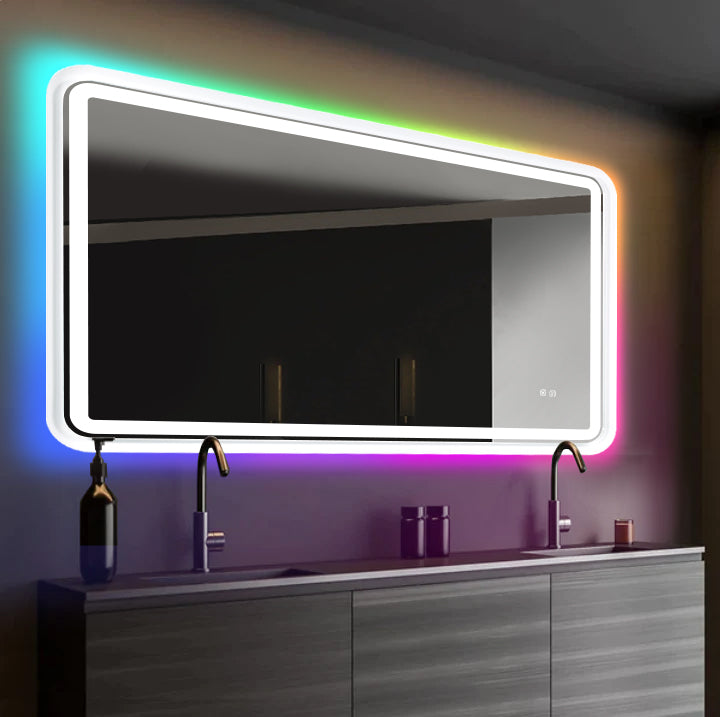 White Framed Led Vanity Mirror 11 WRGB Backlit