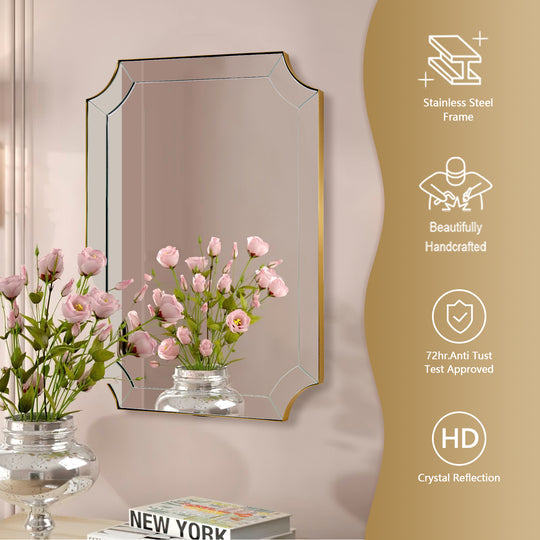 Minuette Scalloped Bathroom Decor Wall Mirrors Unique Mirrors| Stainless Steel Frame