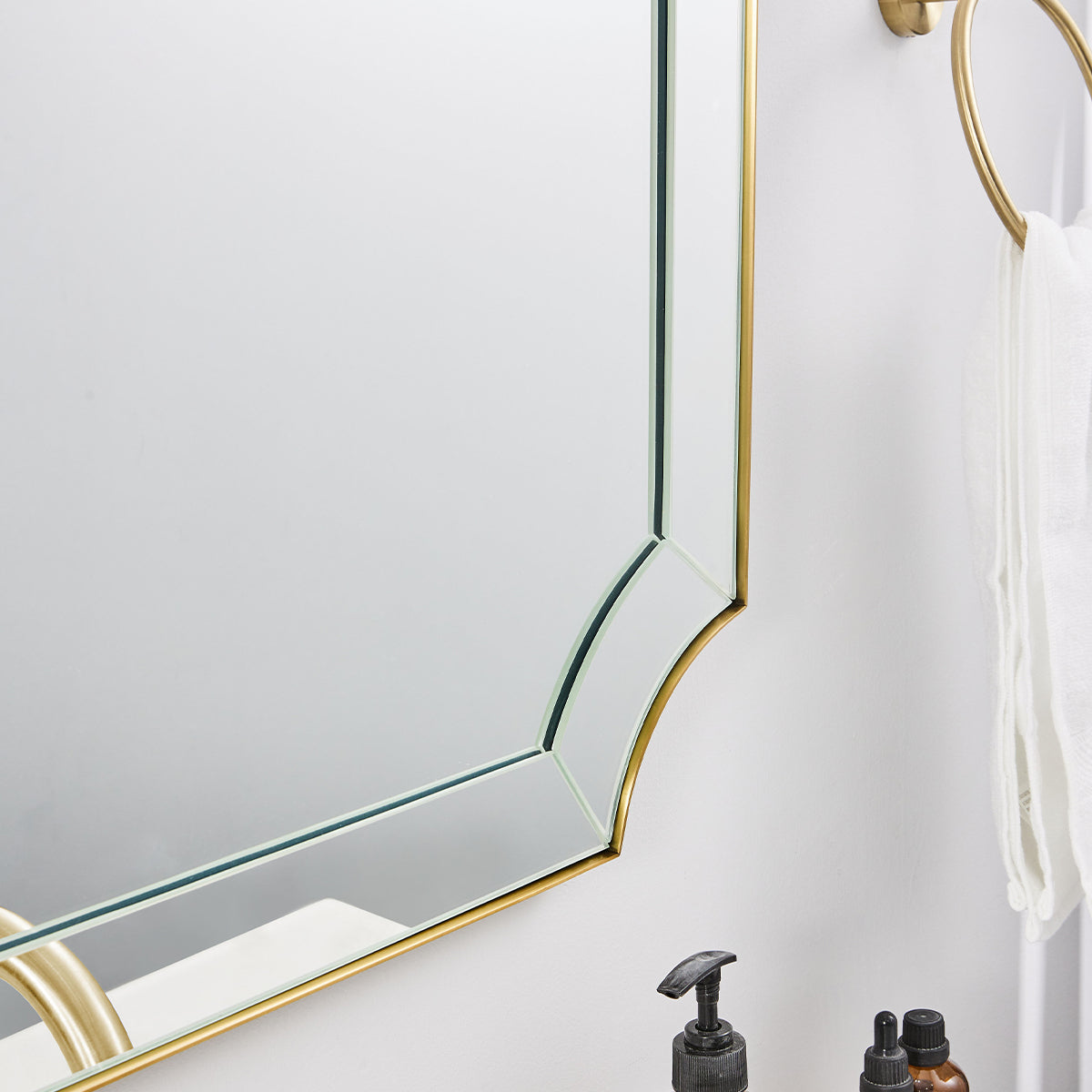 Minuette Glass Tiles Edge Scalloped Bathroom Vanity Mirrors | Stainless Steel Frame