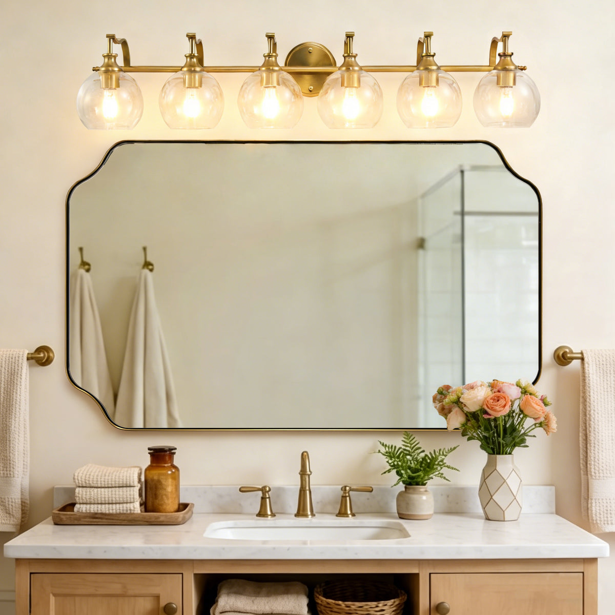 Modern Clear Globe Glass Shade Bathroom Vanity Light