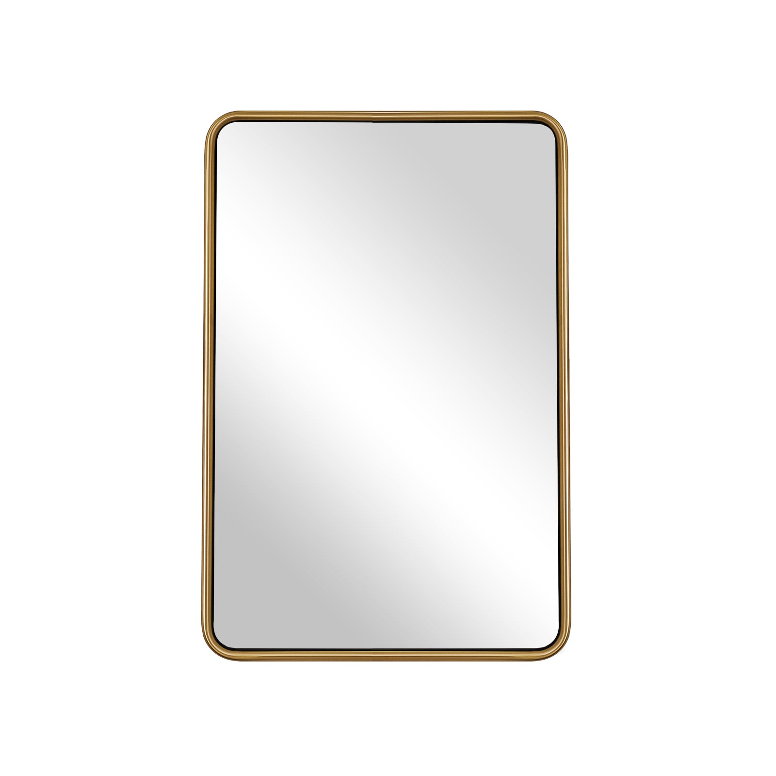 Contemporary Rounded Rectangular Bathroom Mirrors| O-Shaped Tube Stainless Steel Frame