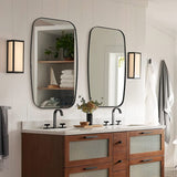 ANDY STAR Oblong Wall Mirror Oblong Bathroom Mirror Metal Stainless Steel Framed