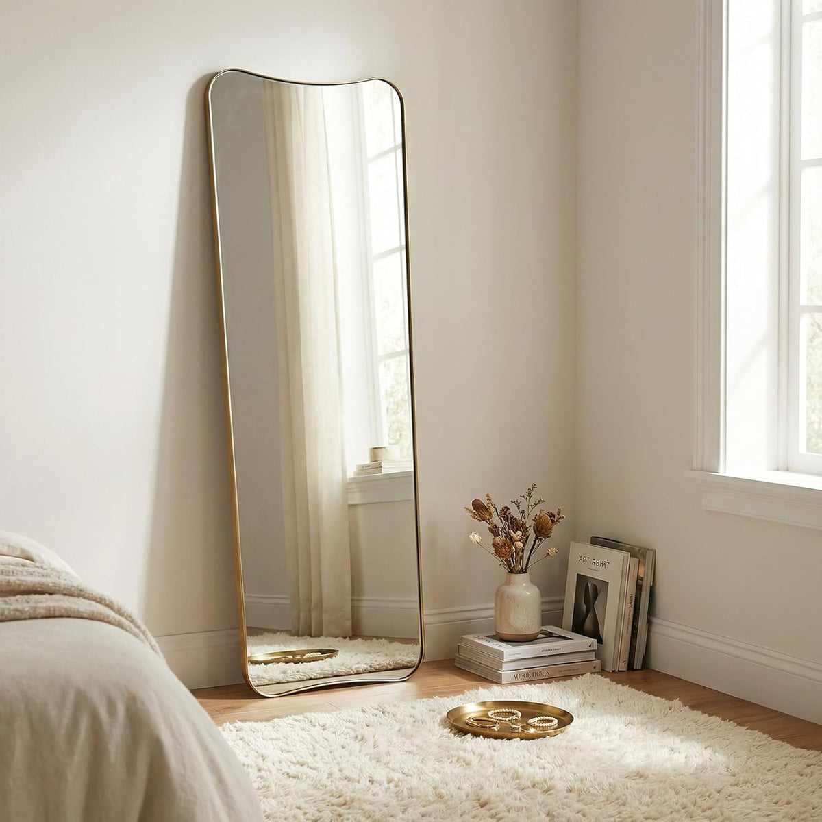 Asymmetrical Irregular Full Length Wall Mirror |Stainless Steel Frame