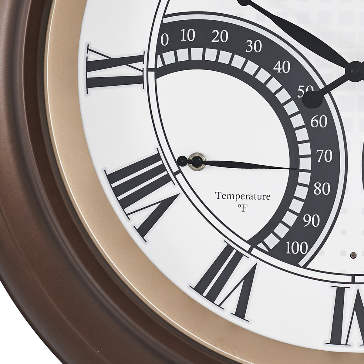 24 Inch Outdoor Wall Clock Large Waterproof Illuminated Clock with Thermometer,Square Grid Dial