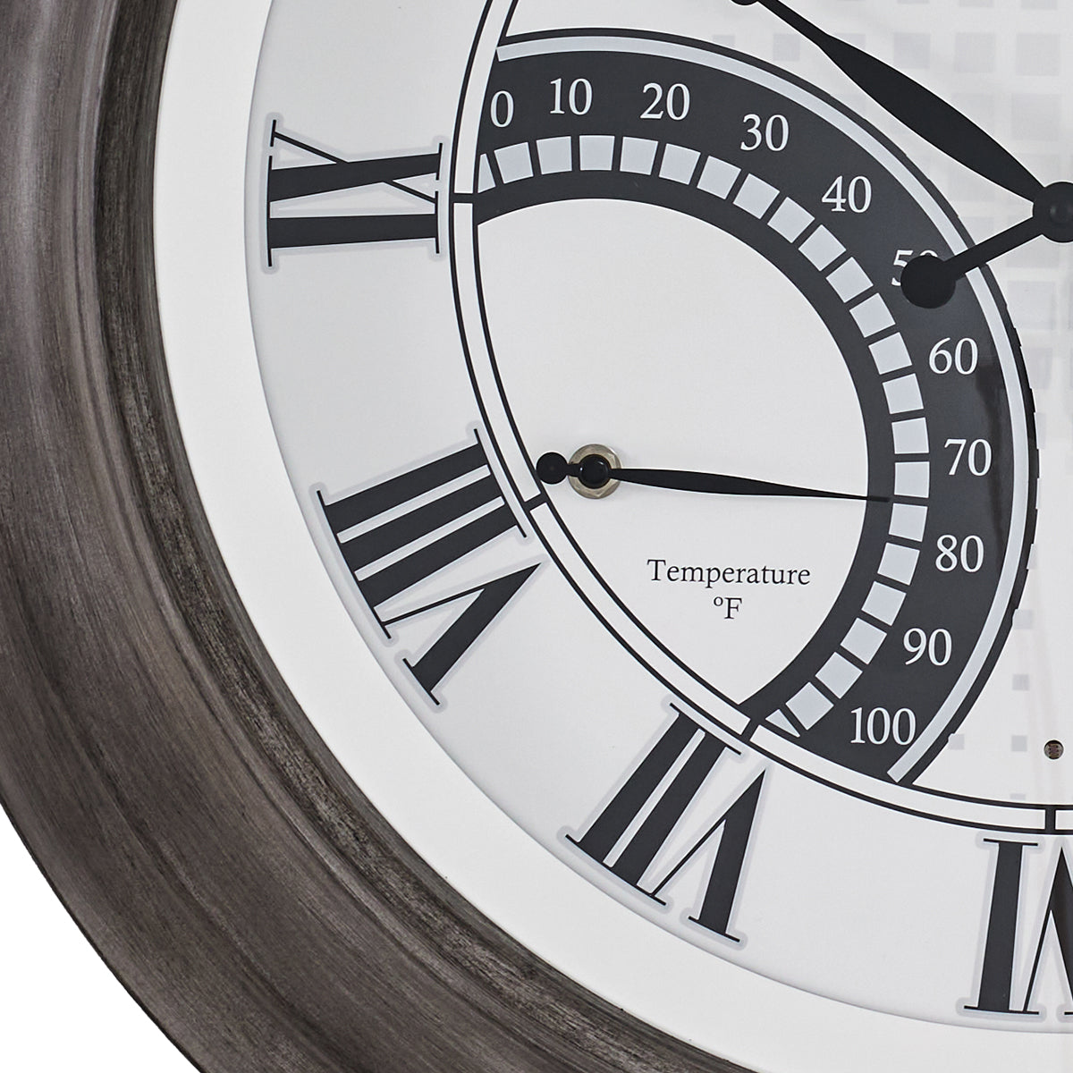 24 Inch Outdoor Wall Clock Large Waterproof Illuminated Clock with Thermometer,Square Grid Dial