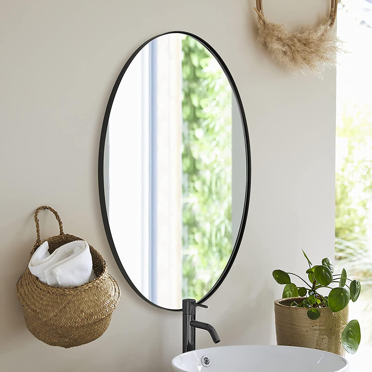 Modern Oval Bathroom/Vanity Mirrors |Stainless Steel Framed
