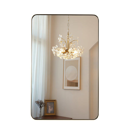 Modern Rounded Rectangle Mirror for Bathroom/ Vanity/ Wall | Stainless Steel Frame