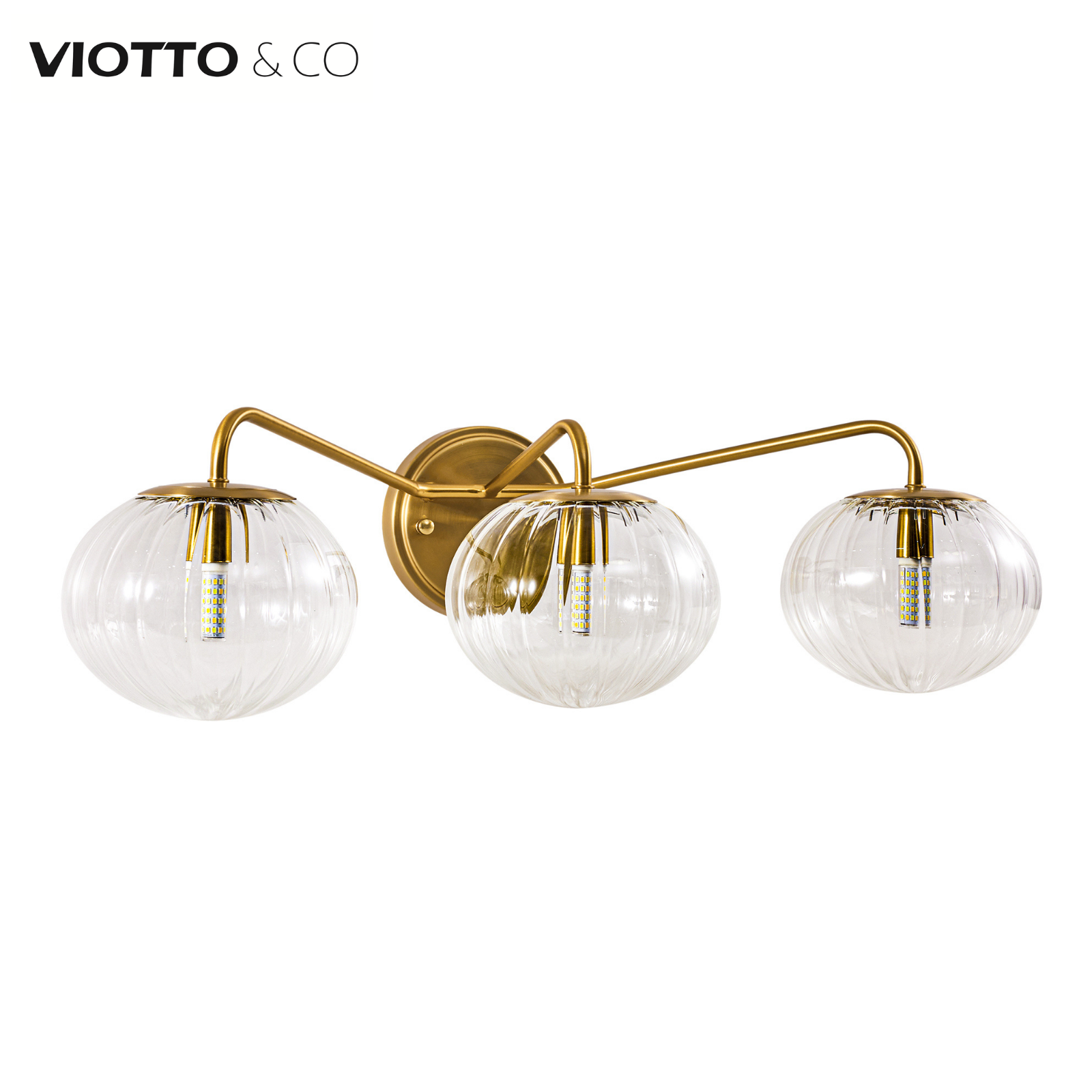 Pumpkin Clear Glass Shades Bathroom Wall Sconce