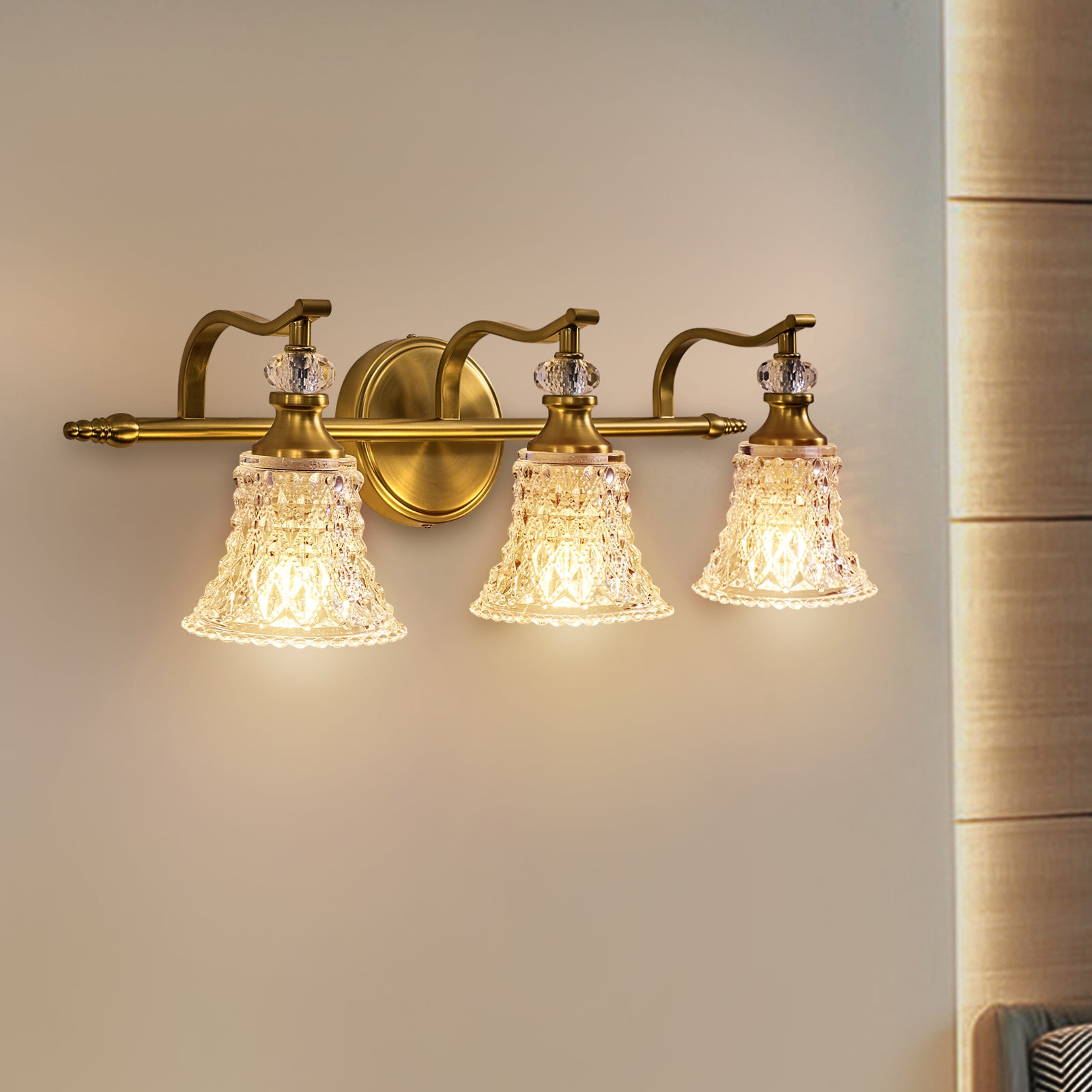 Luxury Gold Crystal Wall Sconces for Bathroom, Bedroom,Living Room