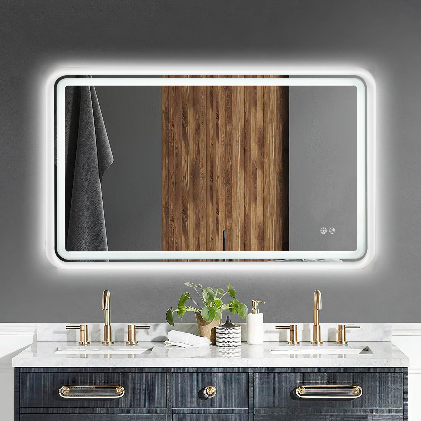 MOON MIRROR® Modern Bathroom Mirror Rectangle Wall Mirror Stainless ...