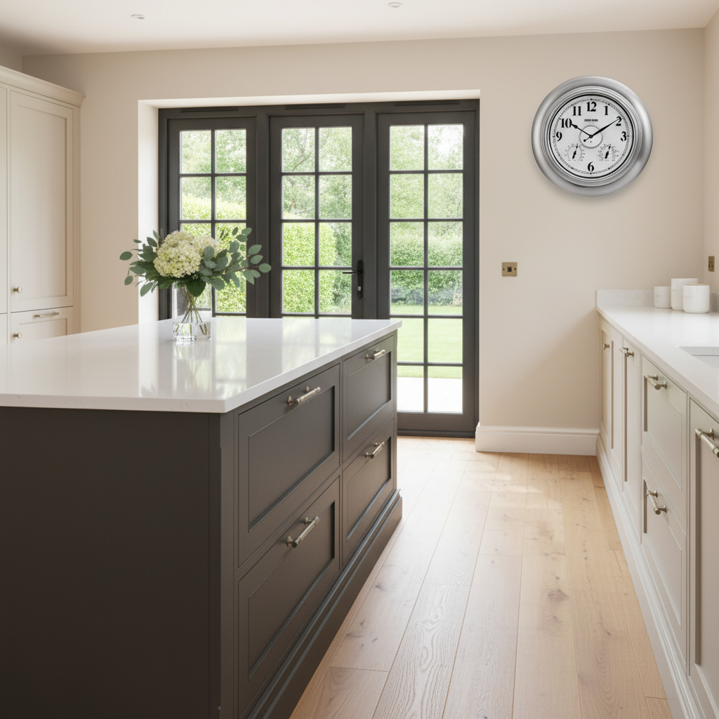 银色挂钟厨房远景