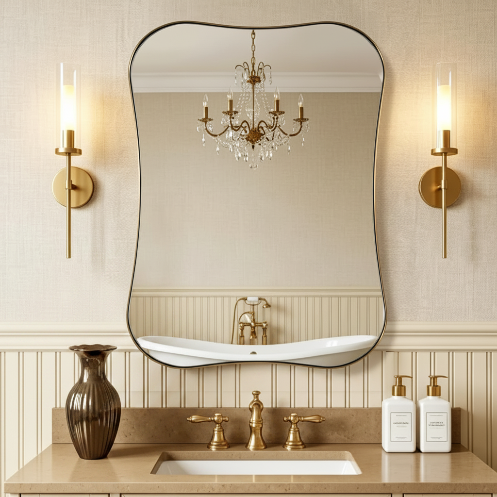 替换花瓶和鲜花后的镜子图