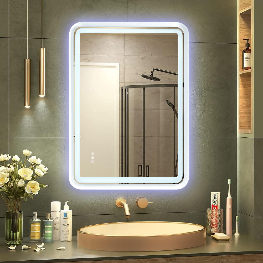 Open Box Like New : WRGB Backlit Lighted Bathroom Mirror with Anti-Fog & Dual Front and Back Lights