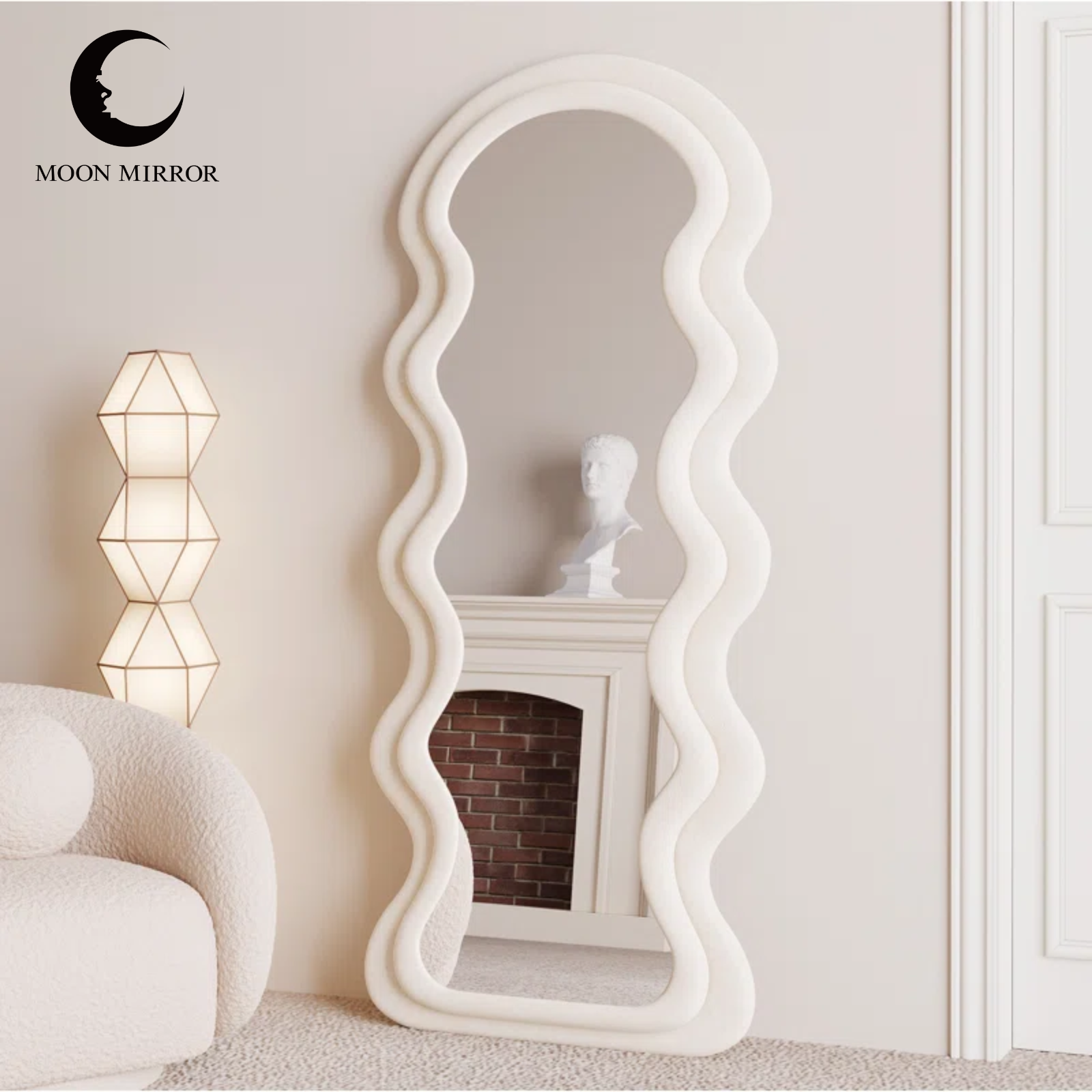 MOON MIRROR Creative Ivory Wavy Full Length Dressing Mirror Cheval Glasses