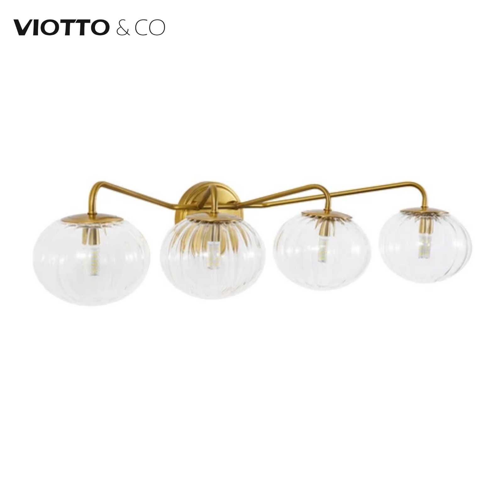Pumpkin Clear Glass Shades Bathroom Wall Sconce