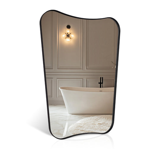 Concave Top Scalloped Asymmetrical Mirror |Stainless Steel Frame