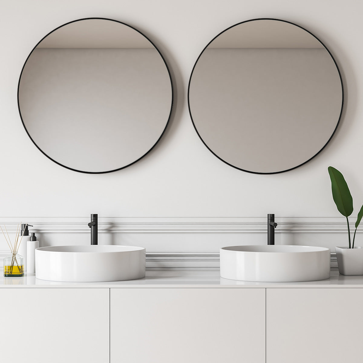 Open Box Like New: Modern Round Vanity Wall Mirrors For Bathroom