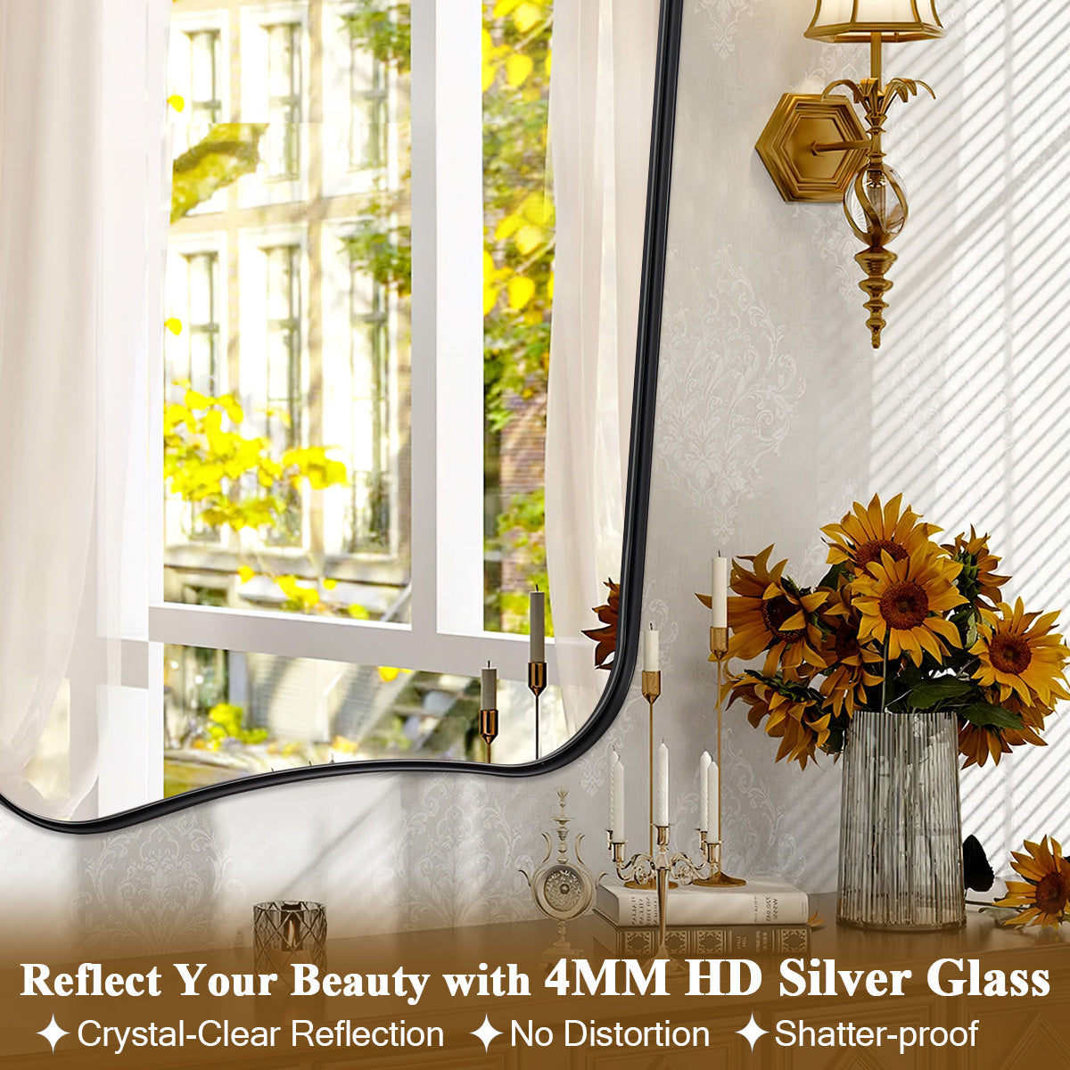 Asymmetrical Irregular Full Length Wall Mirror |Stainless Steel Frame