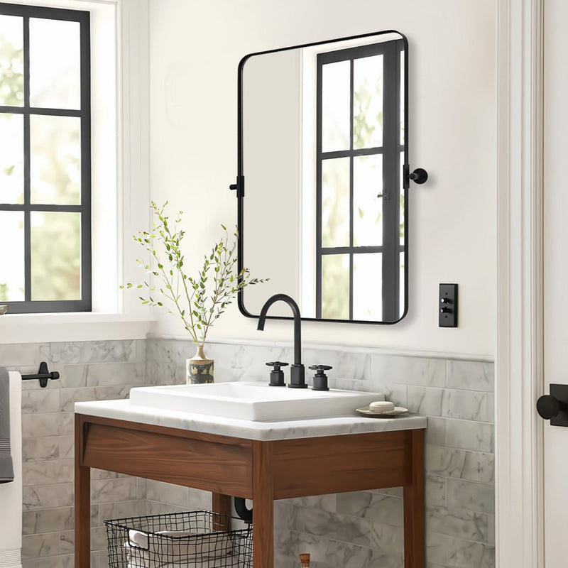 Black Tilting Pivot Rectangle Bathroom Mirrors