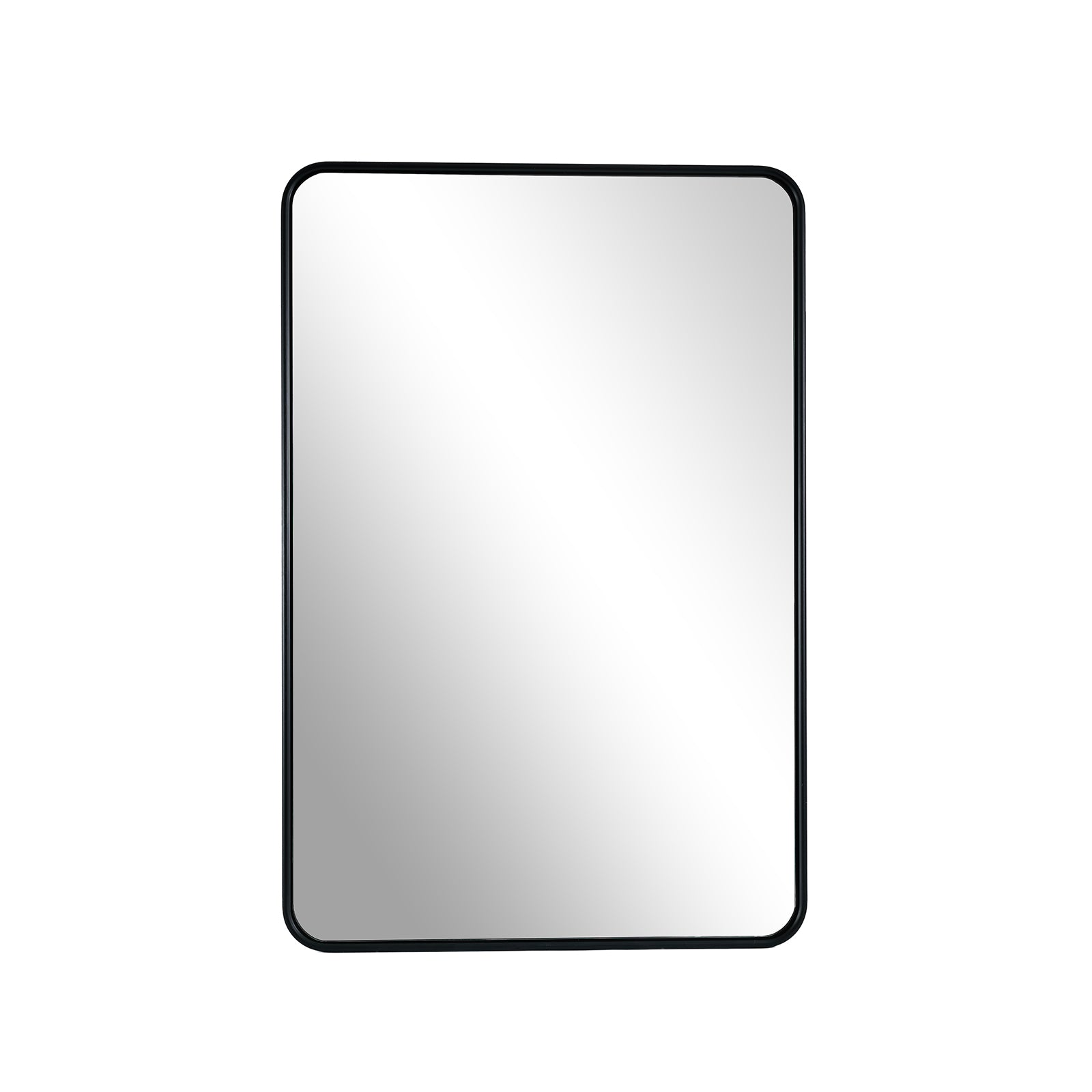 Contemporary Rounded Rectangular Bathroom Wall Mirror| U-Shaped Tube Aluminum Framed