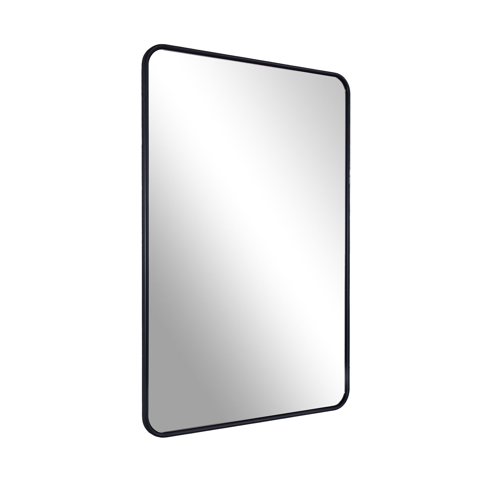 Contemporary Rounded Rectangular Bathroom Wall Mirror| U-Shaped Tube Aluminum Framed