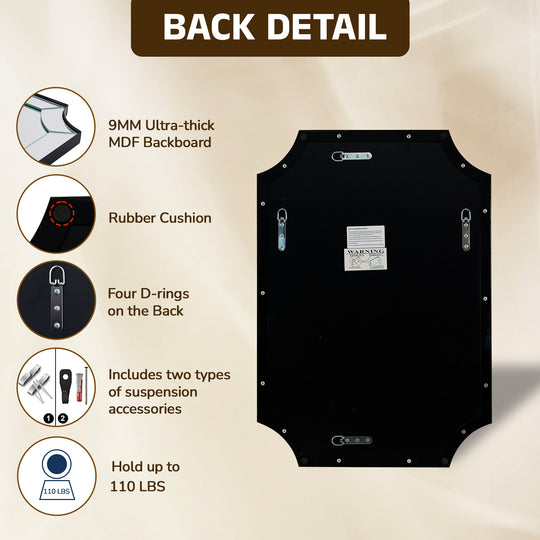 Minuette Glass Tiles Edge Scalloped Bathroom Vanity Mirrors | Stainless Steel Frame