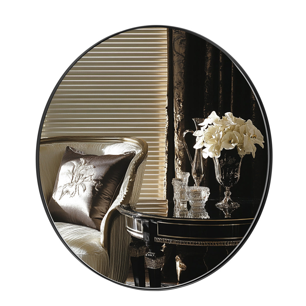 Contemporary Round Bathroom Mirrors Circle Wall Mirrors | Stainless Steel Frame