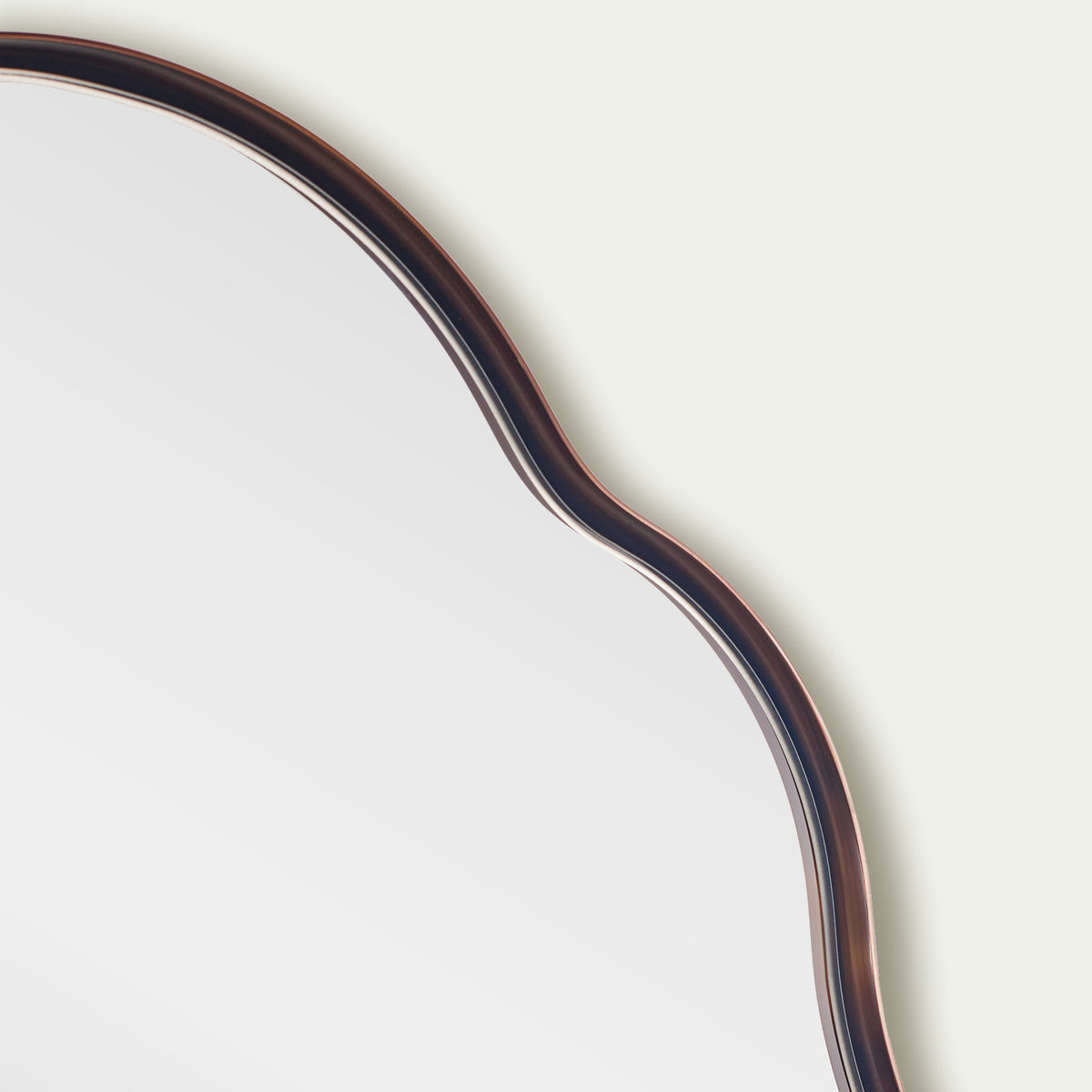 Modern Scalloped Oval Bathroom Vanity Mirror Wavy Wall Mirror | Stainless Steel Frame