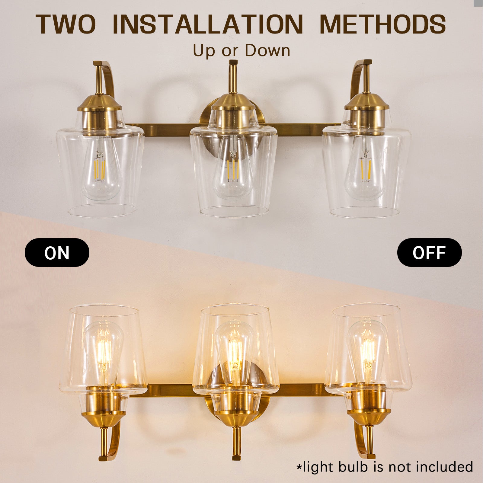 Contemporary Hand-Blown Tapered Glass Shades Bathroom Vanity Lights