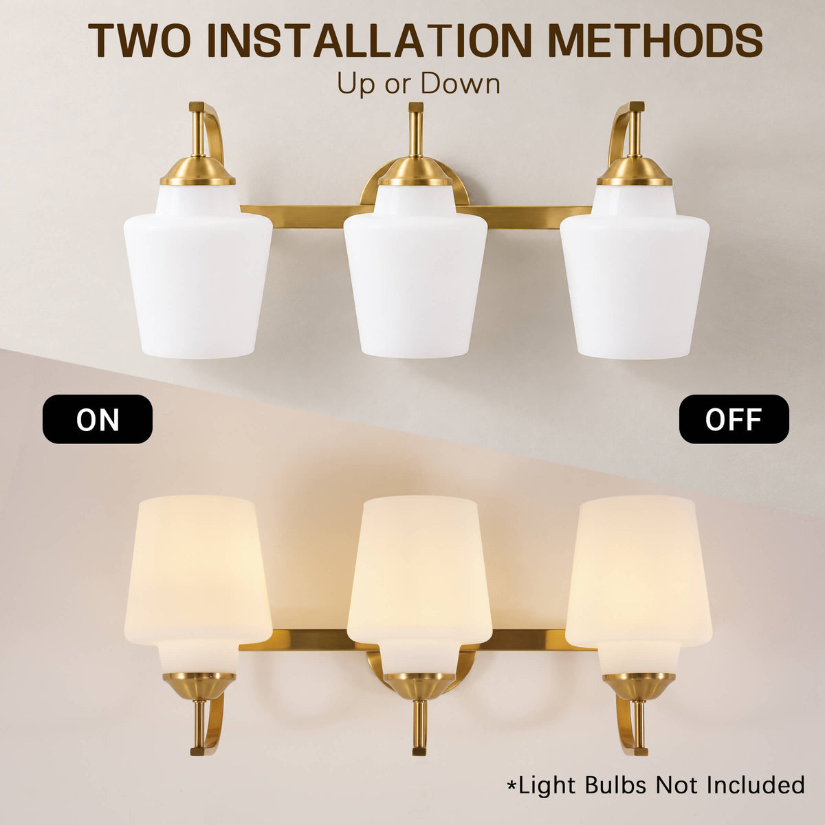 Contemporary Opal Glass Tapered Shade Bathroom Vanity Light