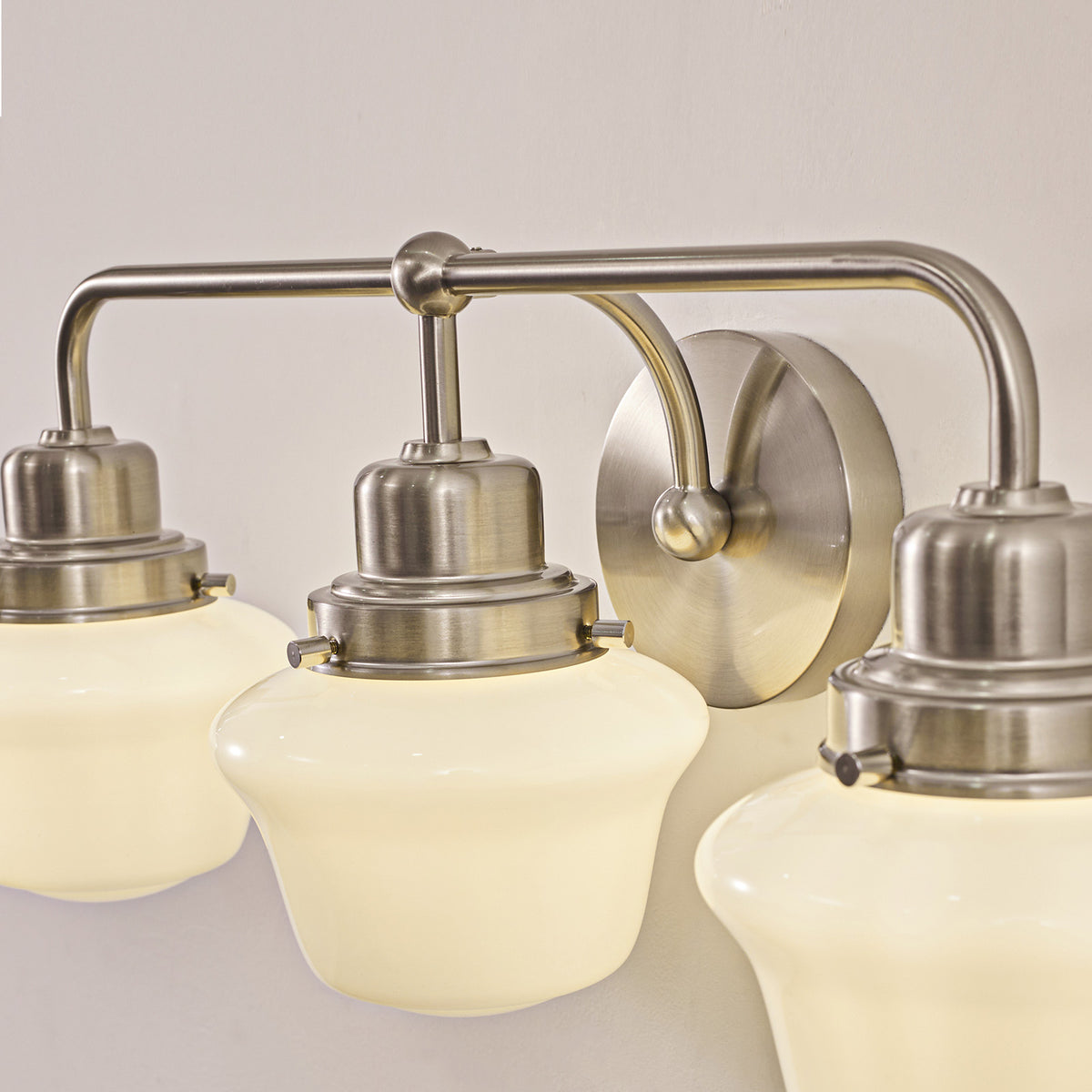 Traditional Schoolhouse Opal Glass Shade Bathroom Vanity Light