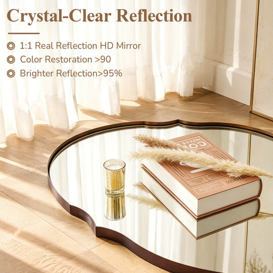 Contemporary Oval Scalloped Wall Mirror Irregular Bathroom Vanity Mirror| Stainless Steel Frame