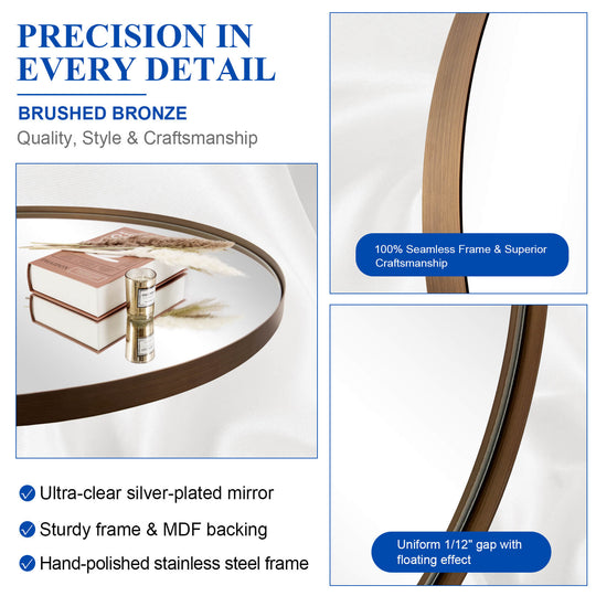 Contemporary Arched Bathroom Vanity Mirror | Stainless Steel Frame