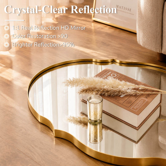 Contemporary Oval Scalloped Wall Mirror Irregular Bathroom Vanity Mirror| Stainless Steel Frame
