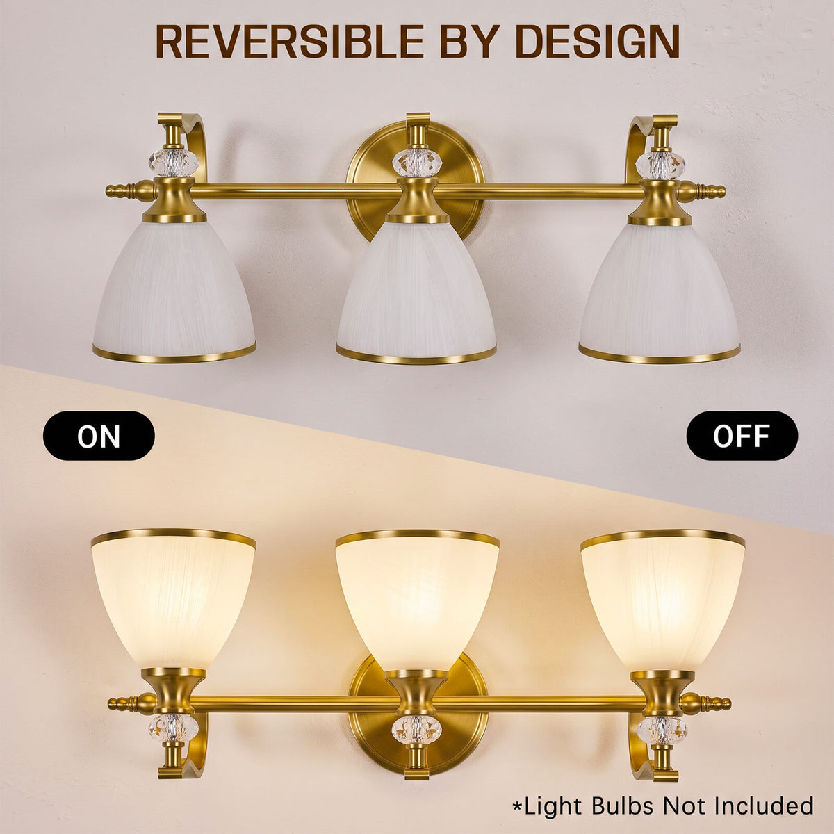 Vintage Frosted Trumpet Glass Shade Bathroom Vanity Light