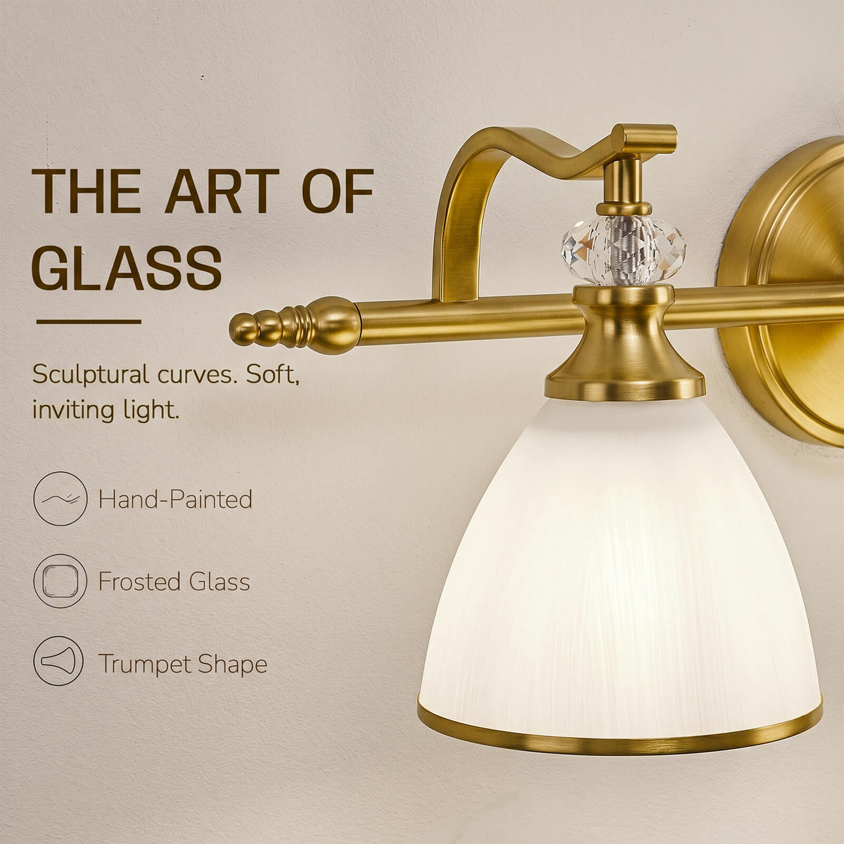 Vintage Frosted Trumpet Glass Shade Bathroom Vanity Light