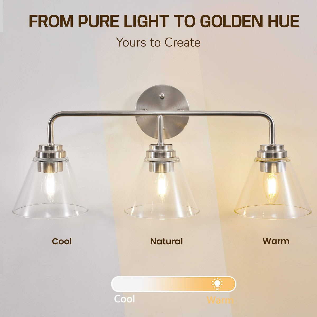 Modern Clear Cone Glass Shade Bathroom Vanity Light