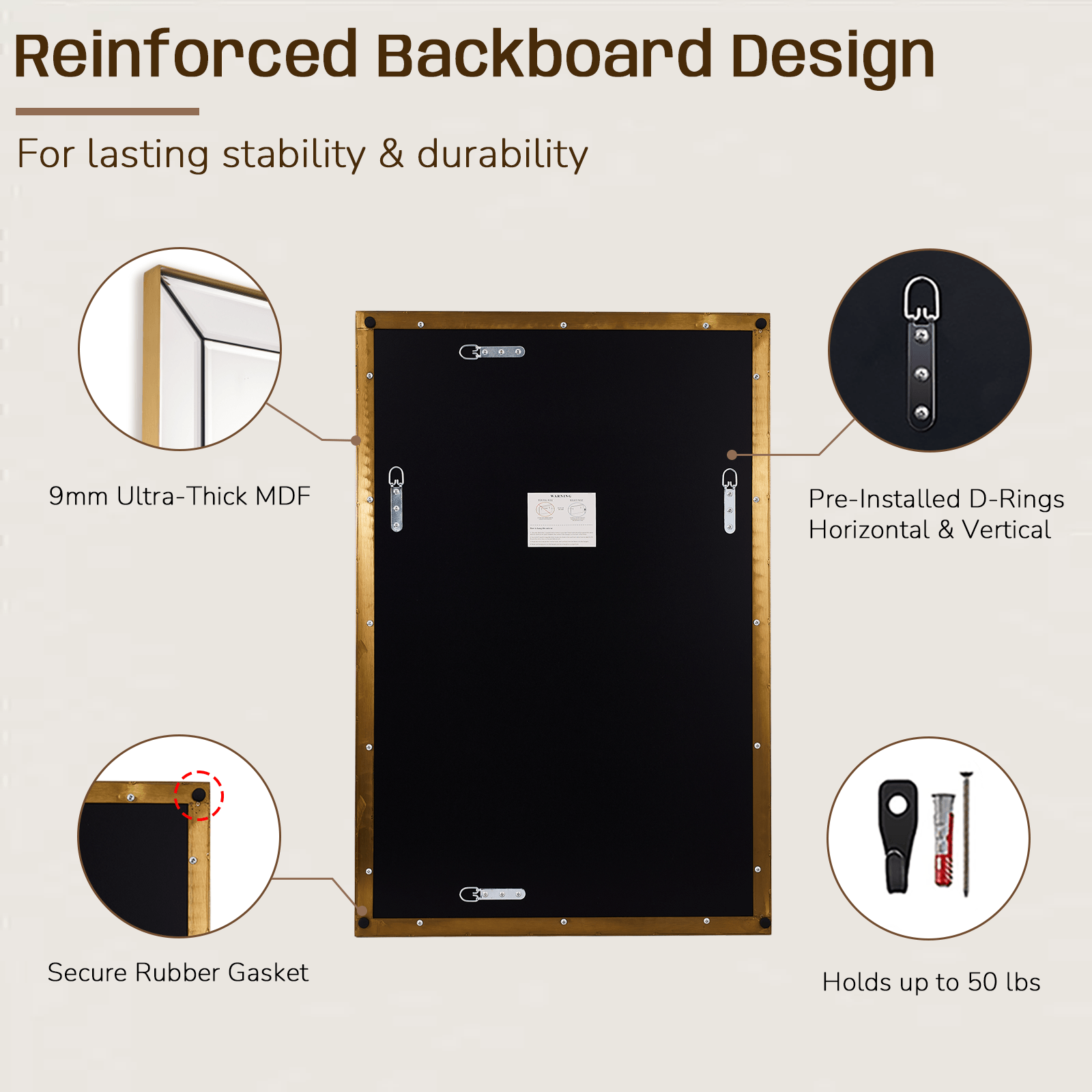 Contemporary Beveled Edge Rectangle Bathroom Vanity Mirror | Stainless Steel Frame